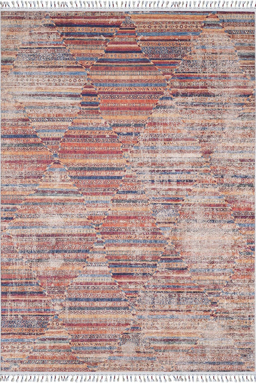 Miasteczko Red Striped Digital Print Area Rug