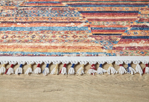 Miasteczko Red Striped Digital Print Area Rug