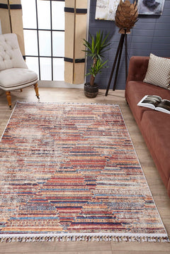 Miasteczko Red Striped Digital Print Area Rug