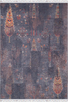 Digital Print Area Rug – Navy Blue Classic Carpet | Non Slip, Antibacterial