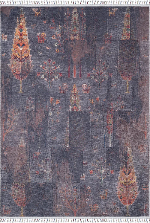 Digital Print Area Rug – Navy Blue Classic Carpet | Non Slip, Antibacterial