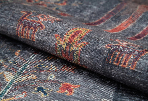 Digital Print Area Rug – Navy Blue Classic Carpet | Non Slip, Antibacterial