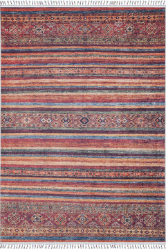 Red Striped Area Rug - Digital Print Rug | Antibacterial, Non Slip Carpet