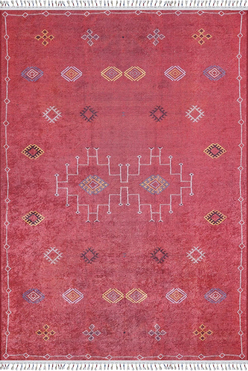 Classic Area Rug – Red Digital Print Rug with Non Slip, Antibacterial Features