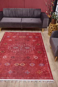 Classic Area Rug – Red Digital Print Rug with Non Slip, Antibacterial Features