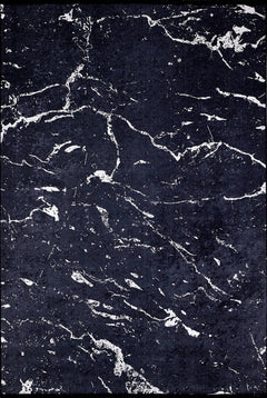 Black Marble Area Rug – Digital Print Rug, Non Slip Carpet for Living Room
