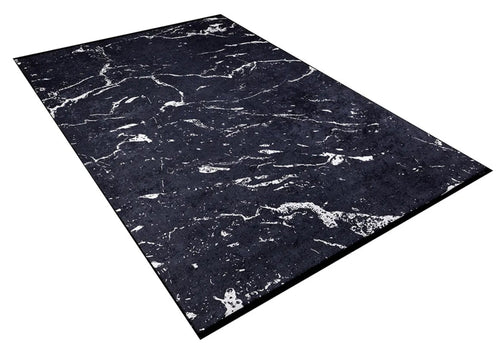 Black Marble Area Rug – Digital Print Rug, Non Slip Carpet for Living Room