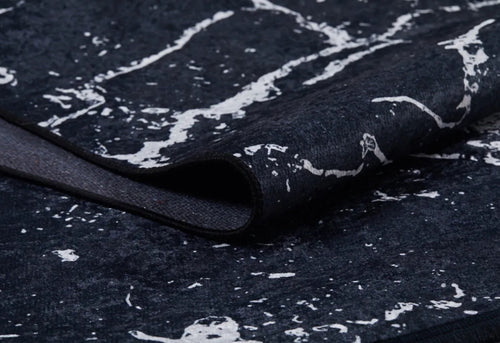 Black Marble Area Rug – Digital Print Rug, Non Slip Carpet for Living Room