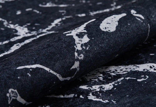 Black Marble Area Rug – Digital Print Rug, Non Slip Carpet for Living Room