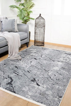 Modern Area Rug – Grey Digital Print Carpet | Non Slip Washable Floor Covering