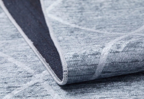 Grey Geometric Area Rug - Digital Print Non Slip Washable Carpet for Living Room