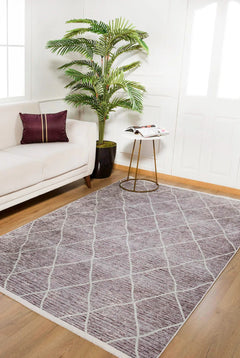 Brown Geometric Area Rug – Digital Print Non Slip Carpet for Living Room