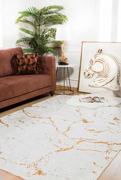 Modern Digital Print Rug – Gold Area Rug Antibacterial Non Slip Carpet