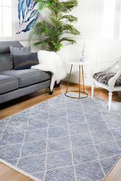 Blue Geometric Area Rug - Digital Print Non Slip Antibacterial Carpet