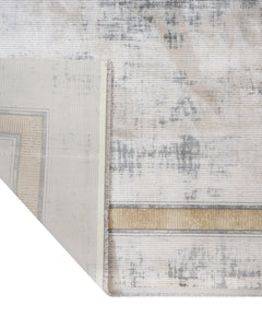 Gold Frame Area Rug – Stylish Viscose Carpet With Fringed Edges For Living Room