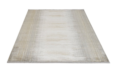 Modern Viscose Area Rug – Gold Machine Made Rug With Fringed Edge Carpet