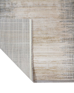 Modern Viscose Area Rug – Gold Machine Made Rug With Fringed Edge Carpet