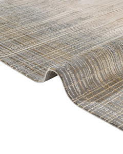 Modern Viscose Area Rug – Gold Machine Made Rug With Fringed Edge Carpet