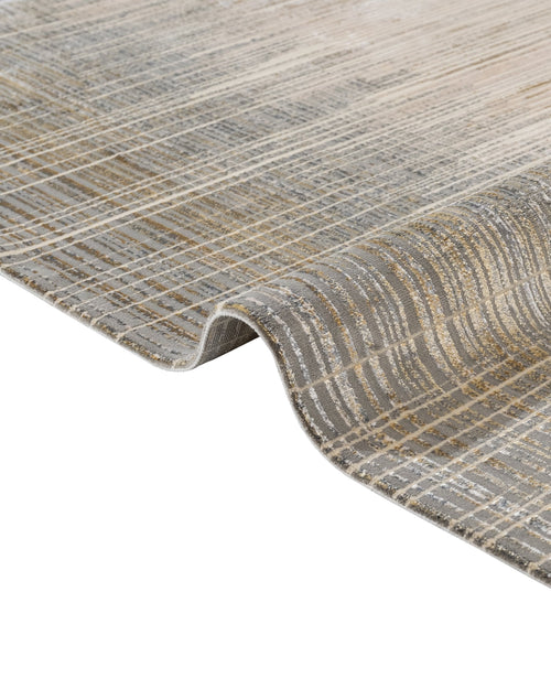 Modern Viscose Area Rug – Gold Machine Made Rug With Fringed Edge Carpet