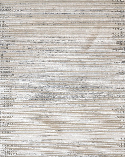 Modern Viscose Area Rug – Machine Made Grey Carpet With Fringed Edge