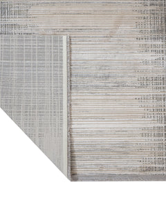 Modern Viscose Area Rug – Machine Made Grey Carpet With Fringed Edge