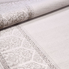 Machine Made Area Rug - Cream Frame Rug With Laser Cut Edge, Non Slip