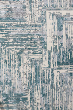 Modern Area Rug – Blue Beige Machine Made Rug with Cotton Base Carpet