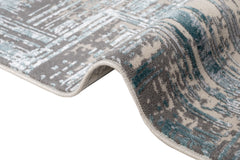Modern Area Rug – Blue Beige Machine Made Rug with Cotton Base Carpet
