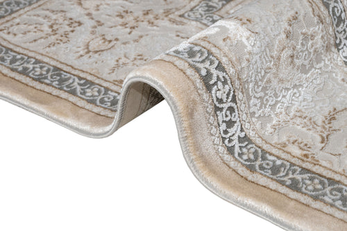 Microfiber Area Rug – Classic Cream Machine Made Cotton Base Carpet