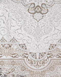 Cotton Area Rug - Machine Made Beige Medallion Rug with Soft Threads