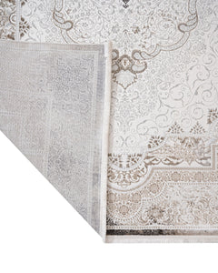 Cotton Area Rug - Machine Made Beige Medallion Rug with Soft Threads