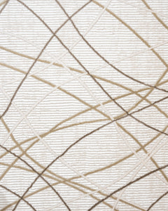 Beige Geometric Rug – Machine Made Micropolyester Area Rug with Fringed Edges