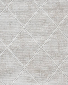 Cream Geometric Area Rug – Micropolyester Machine Made Rug with Fringed Edges