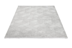 Geometric Area Rug – Machine Made Micropolyester Rug With Fringed Edges