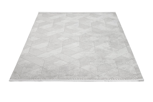 Geometric Area Rug – Machine Made Micropolyester Rug With Fringed Edges