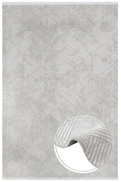 Geometric Area Rug – Machine Made Micropolyester Rug With Fringed Edges