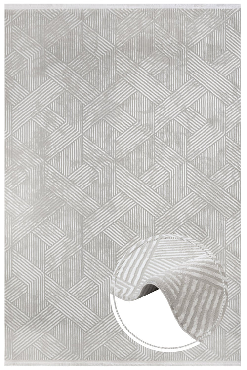 Geometric Area Rug – Machine Made Micropolyester Rug With Fringed Edges