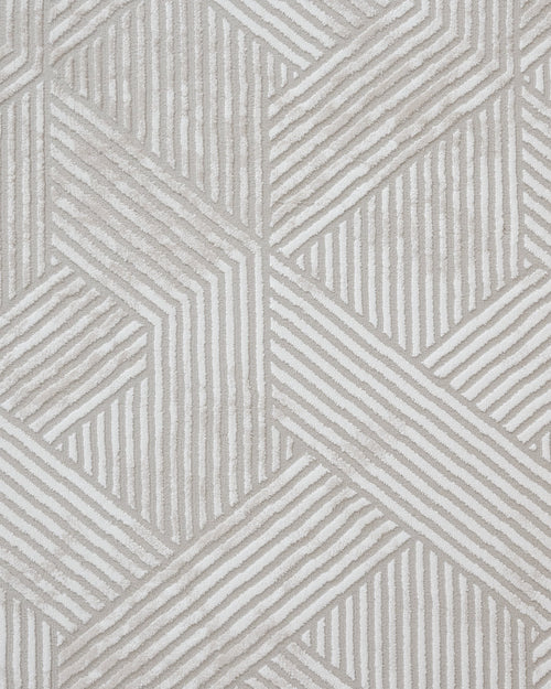 Geometric Area Rug – Machine Made Micropolyester Rug With Fringed Edges