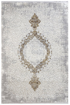 Micropolyester Area Rug – Classic Beige Machine Made Rug With Fringed Edges