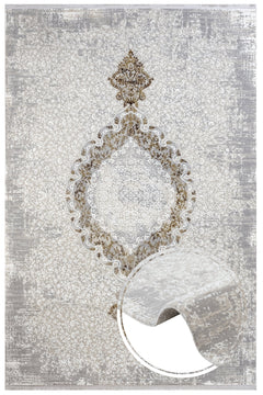 Micropolyester Area Rug – Classic Beige Machine Made Rug With Fringed Edges