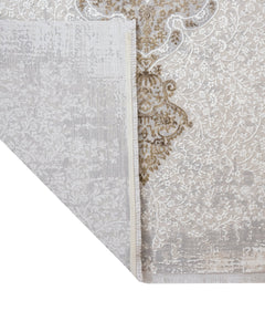 Micropolyester Area Rug – Classic Beige Machine Made Rug With Fringed Edges