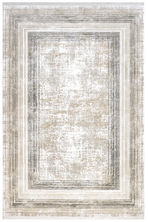 Anthracite Area Rug – Machine Made Rug with Fringed Edge, Non Slip & Washable