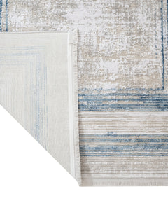 Blue Area Rug - Machine Made Acrylic Rug With Fringed Edge Carpet For Living Room
