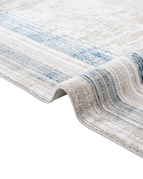 Blue Area Rug - Machine Made Acrylic Rug With Fringed Edge Carpet For Living Room