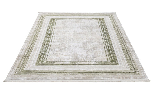 Green Area Rug – Machine Made Rug with Fringed Edge Carpet for Living Room