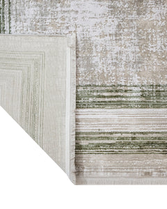 Green Area Rug – Machine Made Rug with Fringed Edge Carpet for Living Room