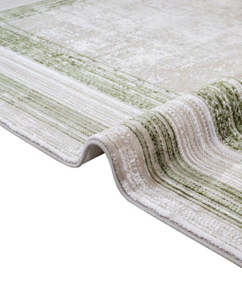 Green Area Rug – Machine Made Rug with Fringed Edge Carpet for Living Room