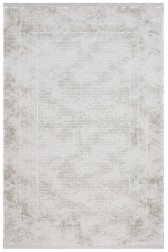 Cream Area Rug - Machine Made Rug with Fringed Edge Carpet for Living Room