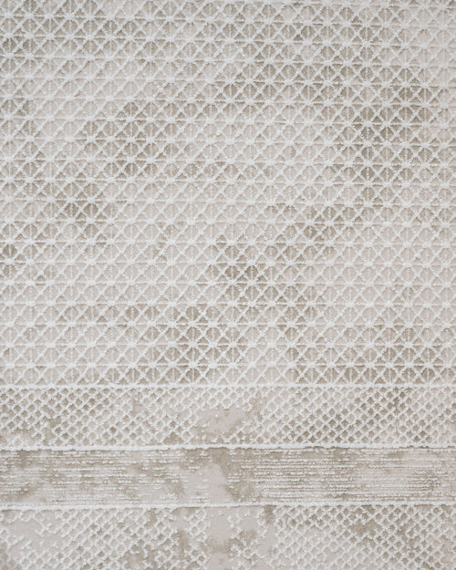 Cream Area Rug - Machine Made Rug with Fringed Edge Carpet for Living Room