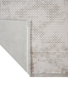 Cream Area Rug - Machine Made Rug with Fringed Edge Carpet for Living Room